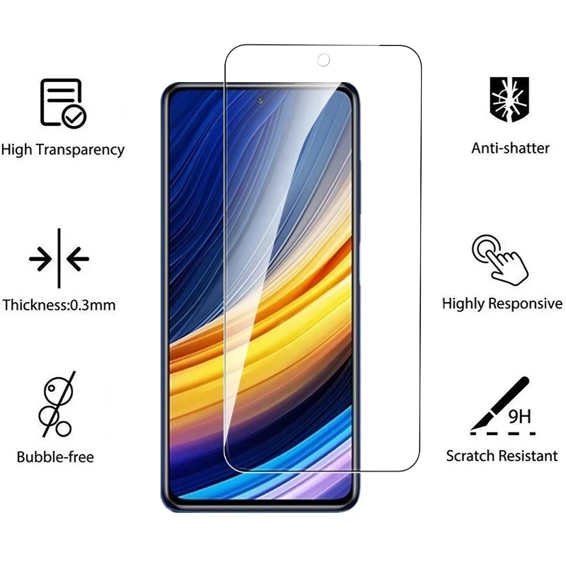 Tempered Glass for Mi Poco X3 Pro NFC F3 M3 M4 GT Screen Protectors for Xiaomi Redmi Note 11 10 9 8 Pro 9s 10s 9T 8T 9A 9C Glass