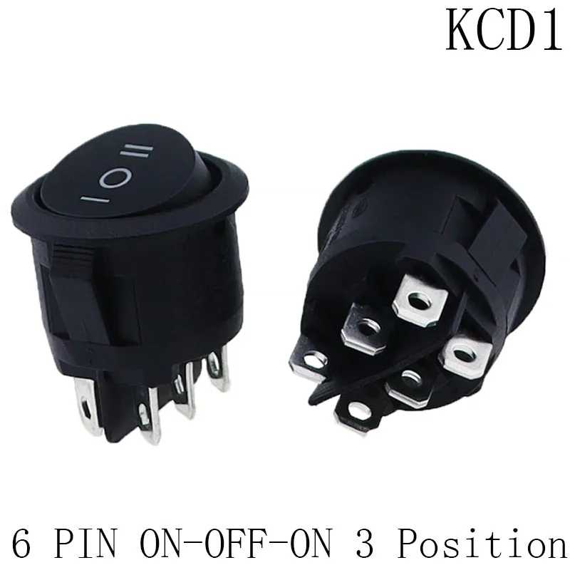 Nowy Rise1PC KCD1 Okrągłe przełączniki kołyskowe o średnicy 23 mm 6 PIN ON-OFF-ON 3-pozycyjny przełącznik kołyskowy 10A 125VAC