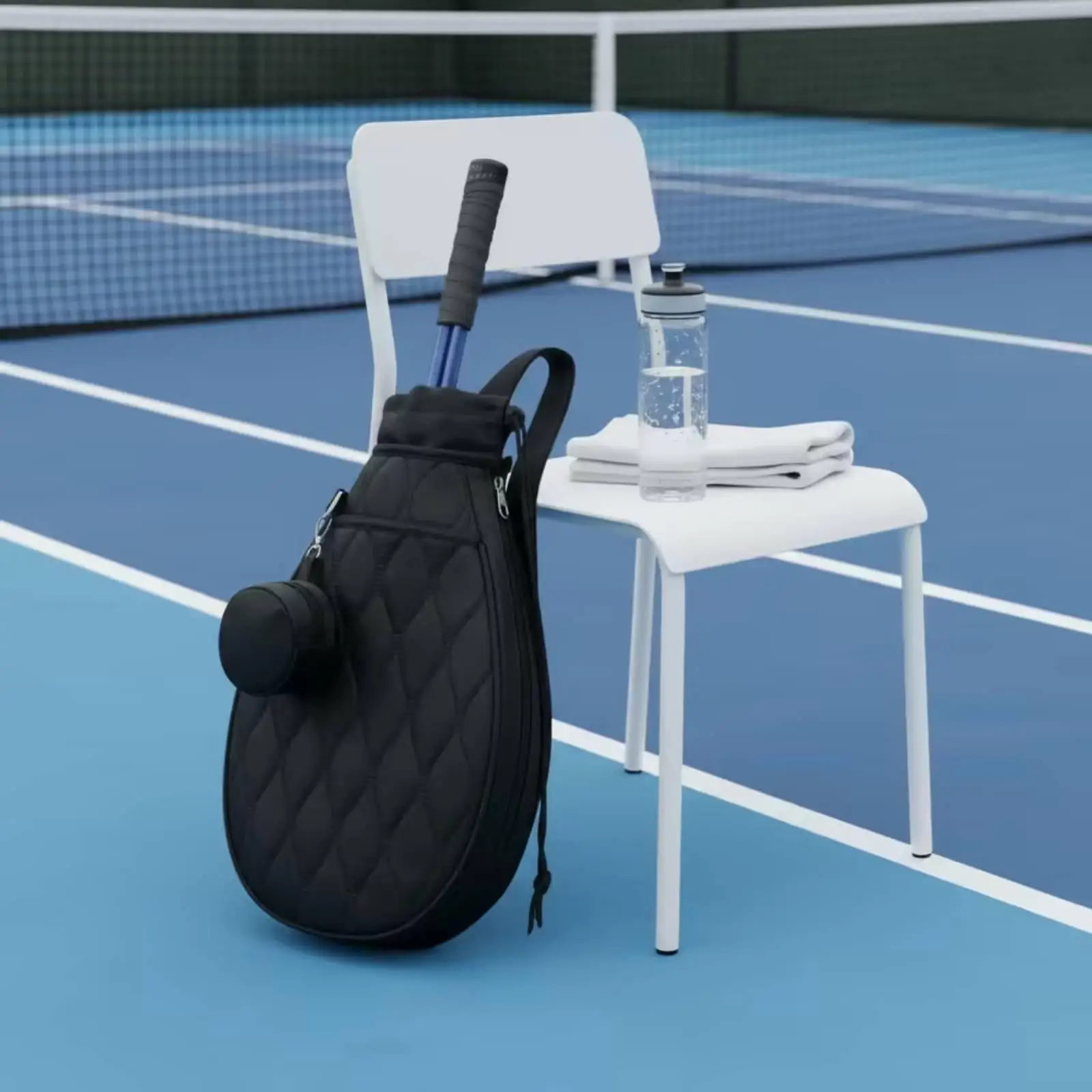 Tennis Racket Bag Quilted Racket Bag with Pouch Teardrop for Sports Training
