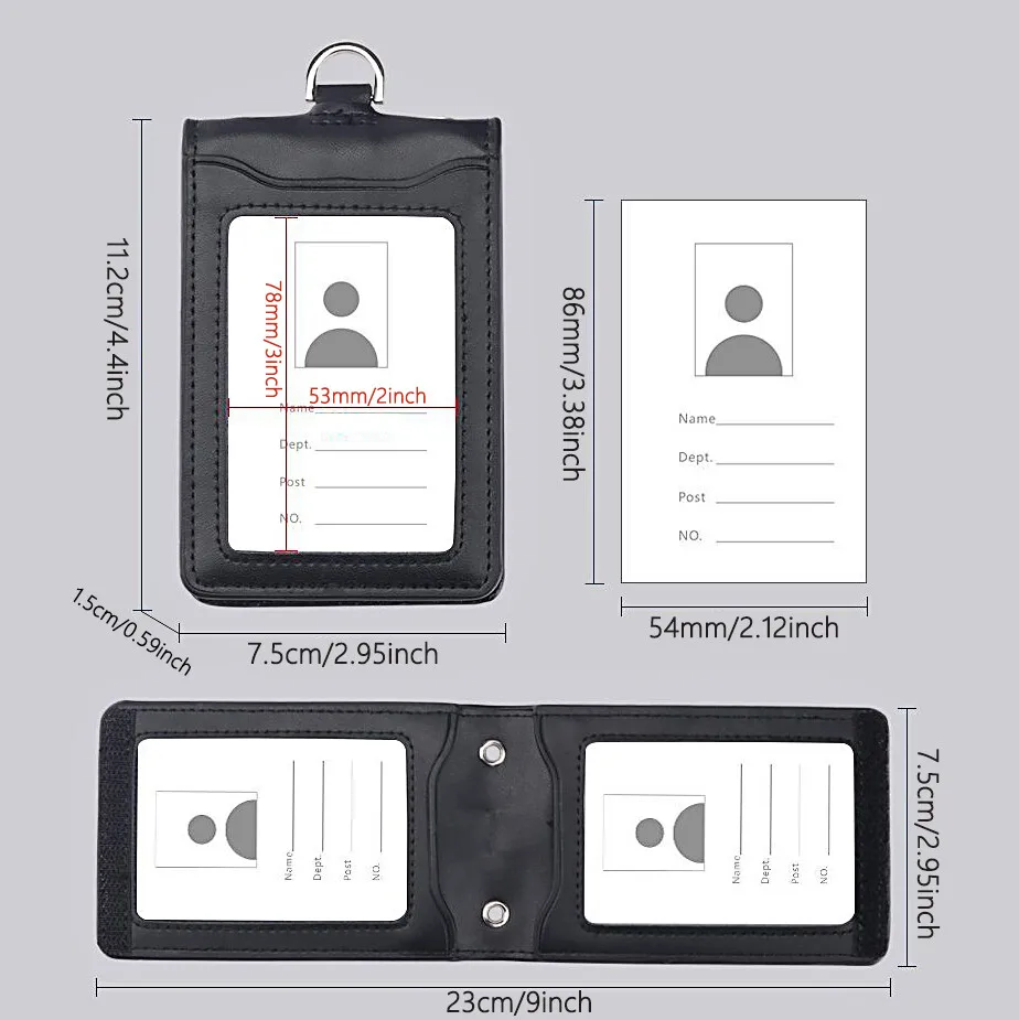 Aviation Badge ID Card Holder Leather Business Name Tag Formal Chest Card Pouch with Neck Lanyard Staff Office Worker Supplies