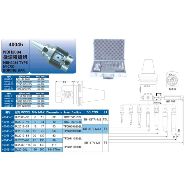 CNC Micro Finishing Adjustable Boring Head Boring Bar Sets