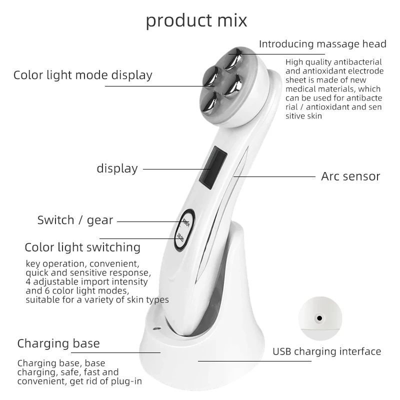 Mesotherapy Electroporation RF Radio Frequency Facial LED Photon Skin Care Beauty Device Face Lifting Tighten Wrinkle Removal