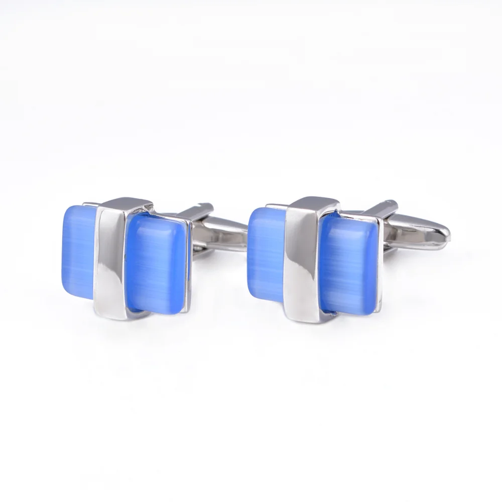 Blue Stone Texture Square Cufflink Contrasting Simple Men's Business Formal Wear Sleeve Studs Banquet Decoration Suit Cufflinks