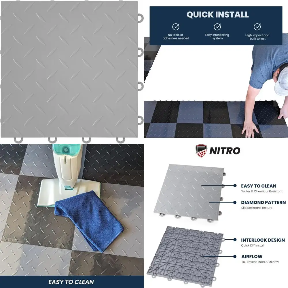 Non-Slip 12x12 Interlocking Plastic Garage Floor Tiles for Garage Organization and Safety