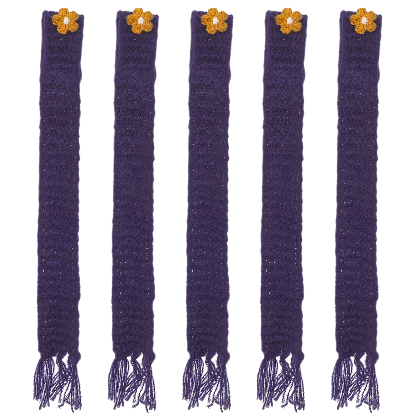 

5pcs Mini Adjustable Size Knitted Yarn Miniature Party Scarf Blue Decorative Accessory Bottle Ornament