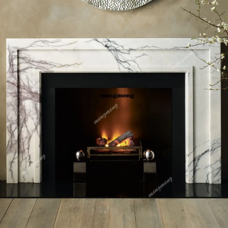 

Marble fireplace French simple light luxury high-end living room stone fireplace decorative cabinet