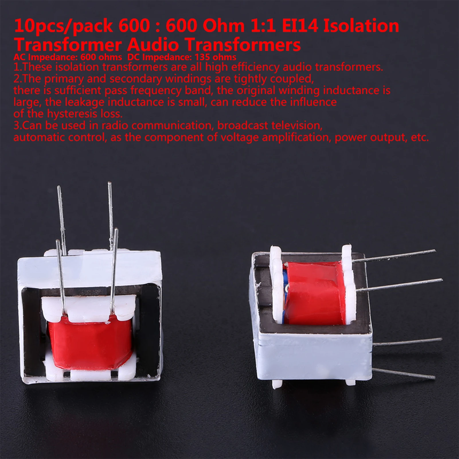 10PCS 600:600 ohms 1:1 EI14 Isolated Audio EI-14 Audio Isolation Ringing