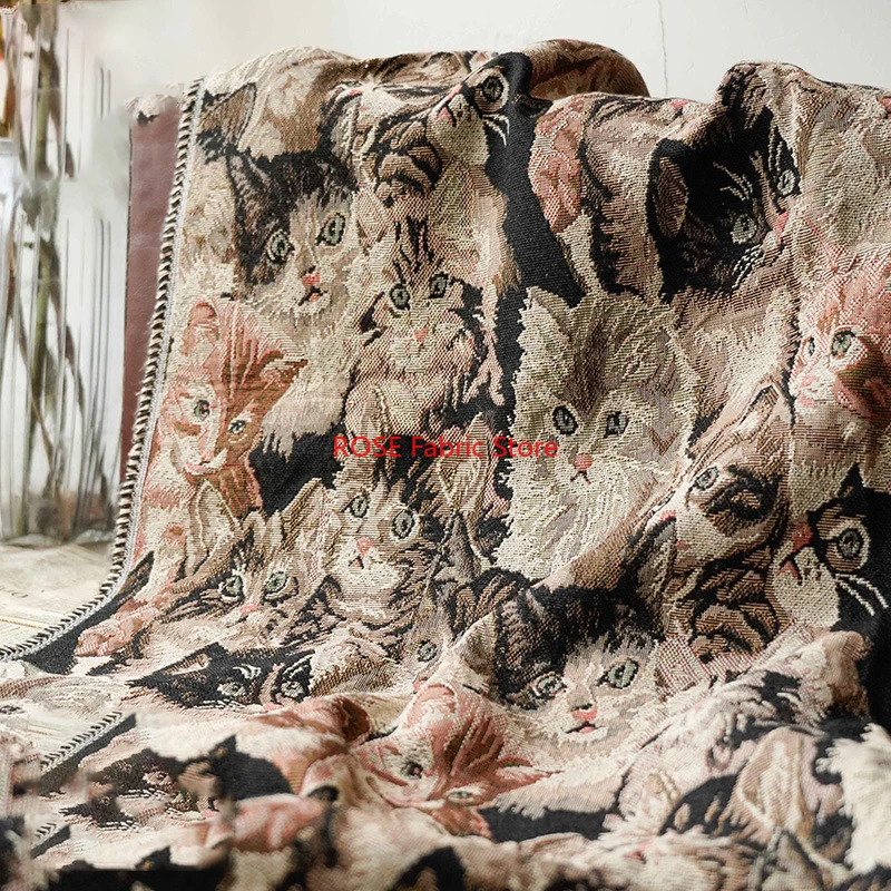 

1 Meter Little Cat Jacquard Fabric Thick Spring Autumn Women's Clothes Making Sofa Home Textile Sewing Fabric