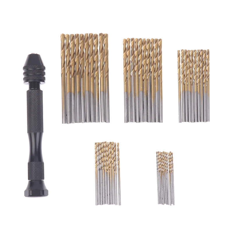 

50Pcs Precision Pin Vise Hobby Drill With Model Twist Hand Drill Bits Set High Speed Hole Opening DIY Drilling Tool