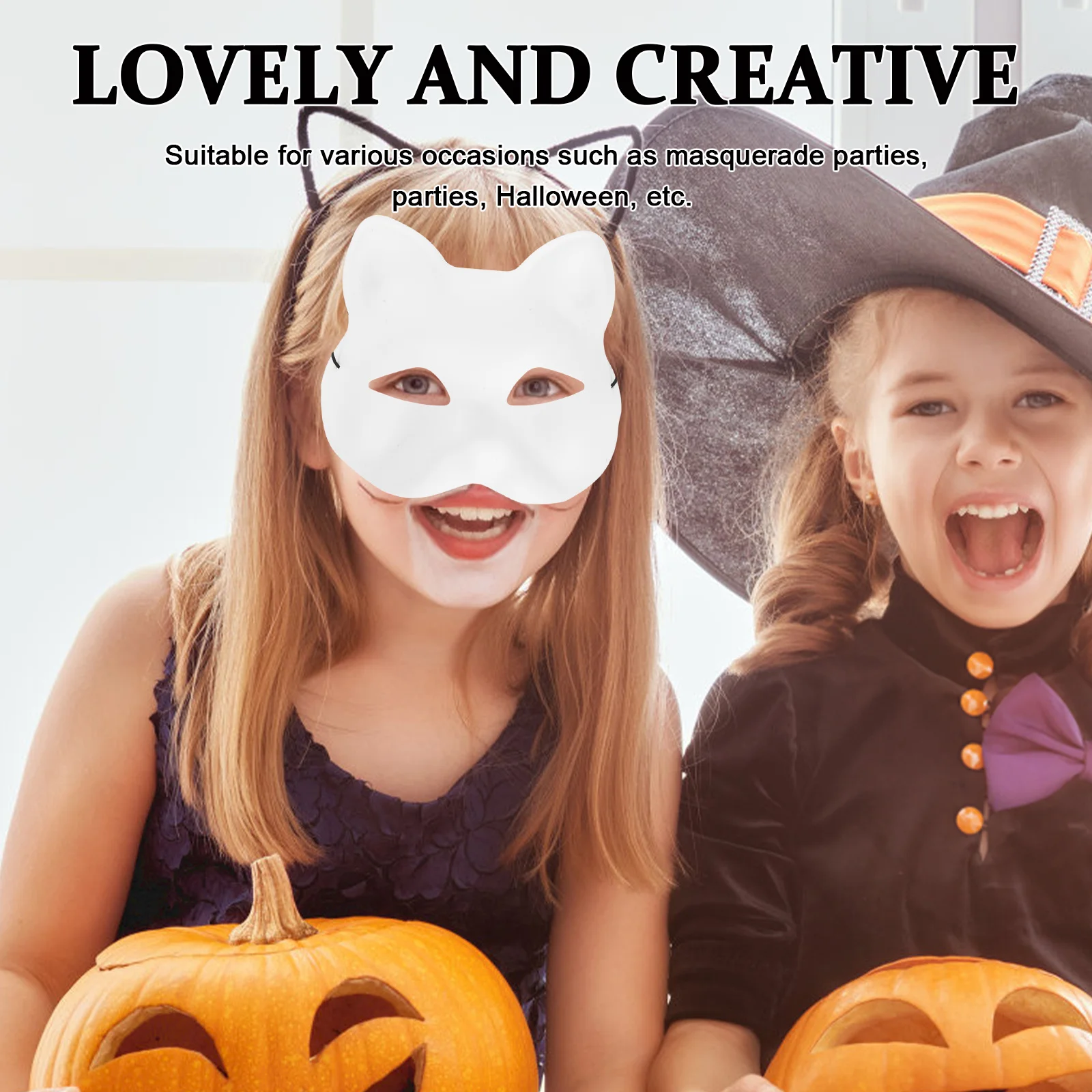 مجموعة واحدة من قناع القط DIY قناع بلاستيكي أبيض فارغ غير مطلي للحفلات التنكرية لوازم الهالوين أقنعة بلاستيكية فارغة #2