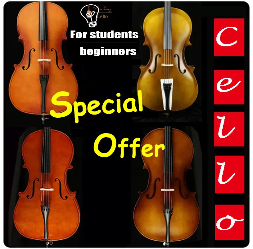 Cheap Student Practice Cello Ebony Accessary High Quality Antique Style Beginner Cello Full Size 4/4 4/3 1/2 1/4