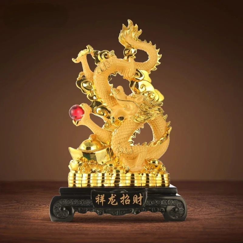 

Fengshui Wealth Xianglong Zhaocai Decoration Zodiac Dragon Golden Dragon Playing Beads Home Wine Cabinet Living Room Decoration