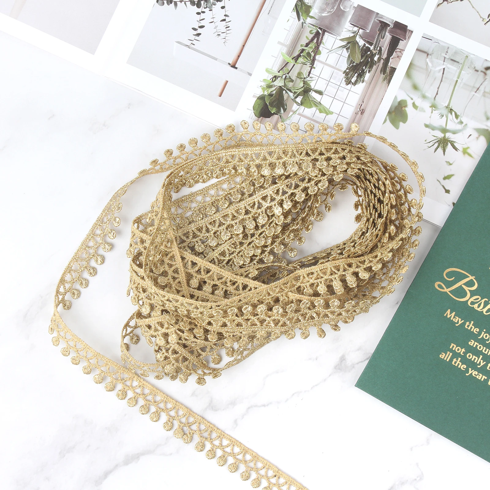 5 Yards Gold Trim Fringe Macrame nappa pizzo Trim per cucire artigianato abbigliamento, Trim tende cucito Quilting vestiti accessori