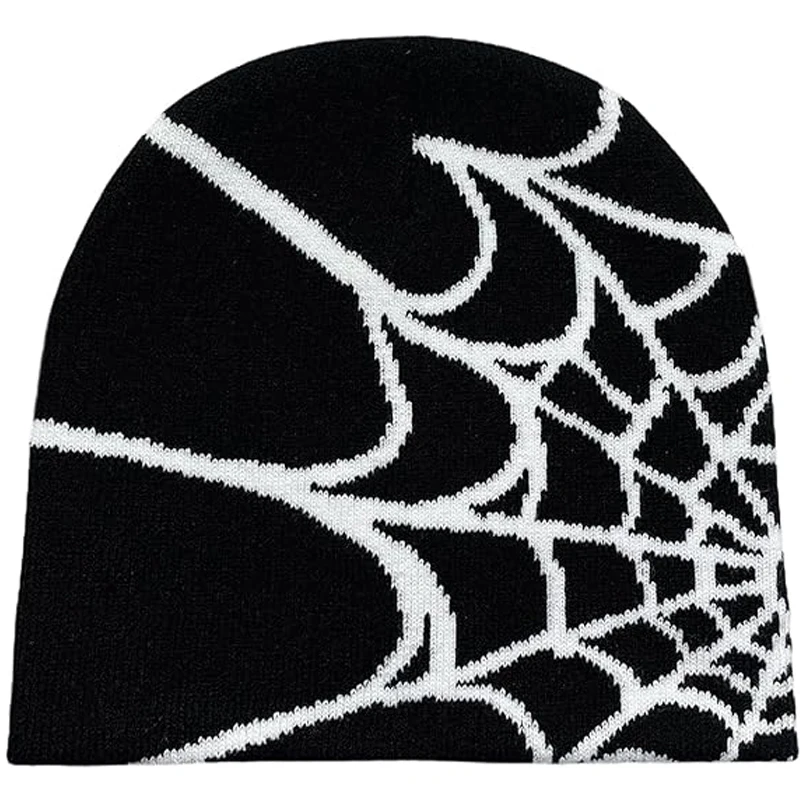 Y2K Gothic Spider Web Wool Acrylic Knitted Hat Beanie Unisex Warm Casual Fashion Bob Marley Beanie Skullies & Beanies Cap Female