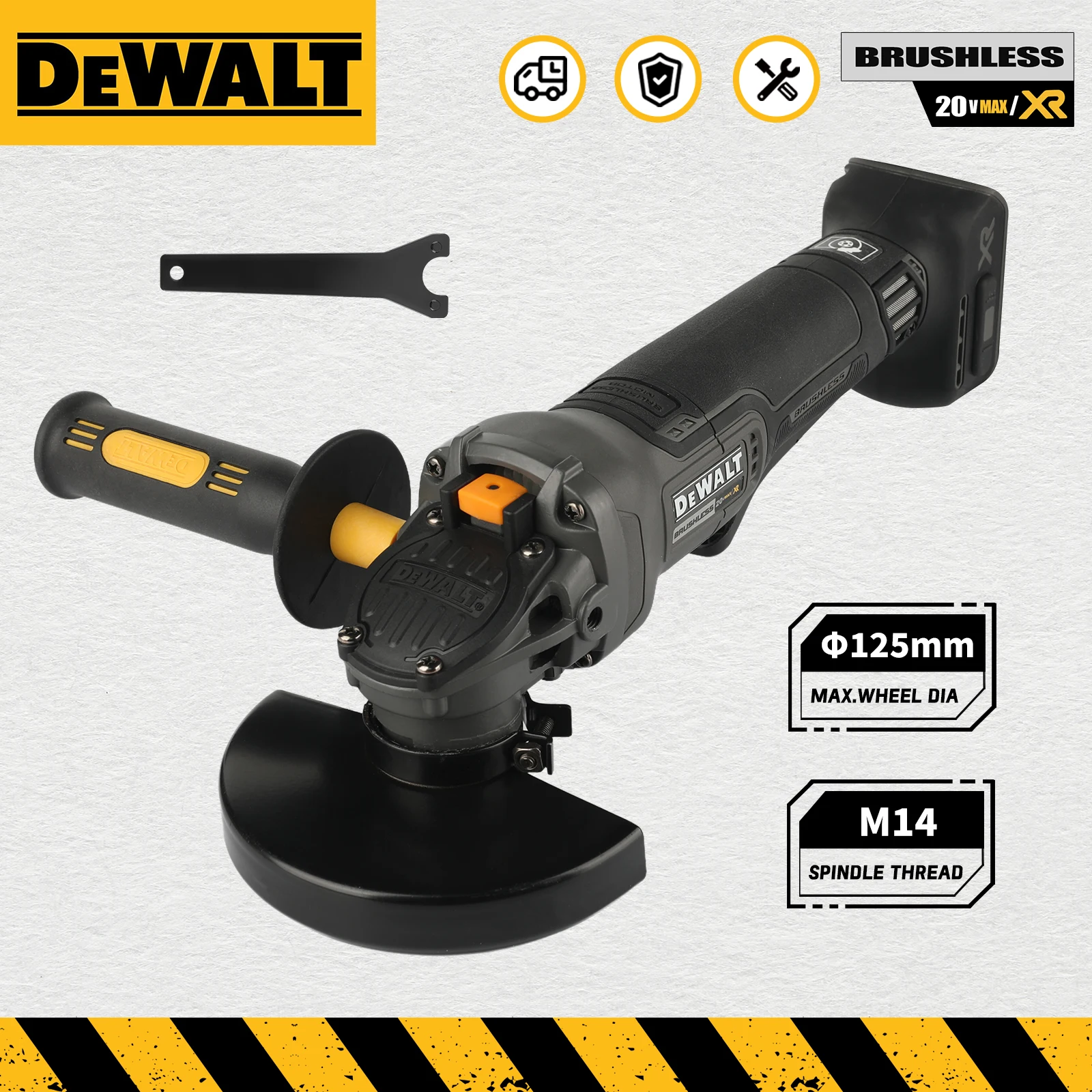 

DEWALT Cordless Brushless Angle Grinder 18V 125mm 9000RPM M14 Spindle for Heavy-Duty Cutting Grinding & Renovation