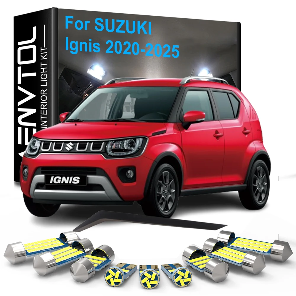 

7 шт. автомобильные светодиодные внутренние фонари Canbus для Suzuki Ignis 2020 2021 2022 2023 2024 2025 купольные лампы для чтения карт, номерного знака, комплект ламп