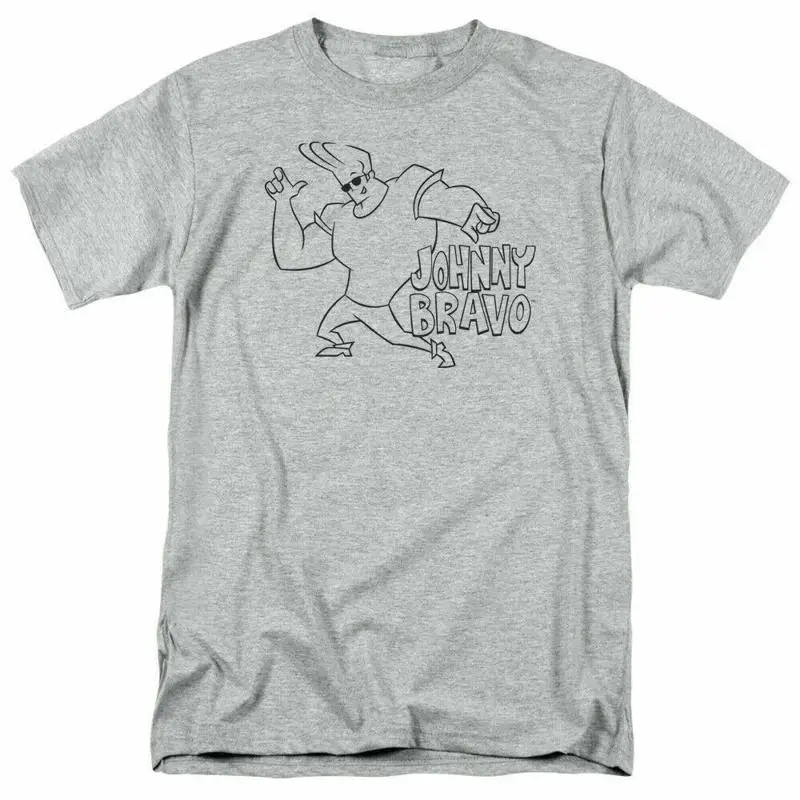 Johnny Bravo JB Line Art T Shirt Mens Licensed Cartoon Merchandise Gray