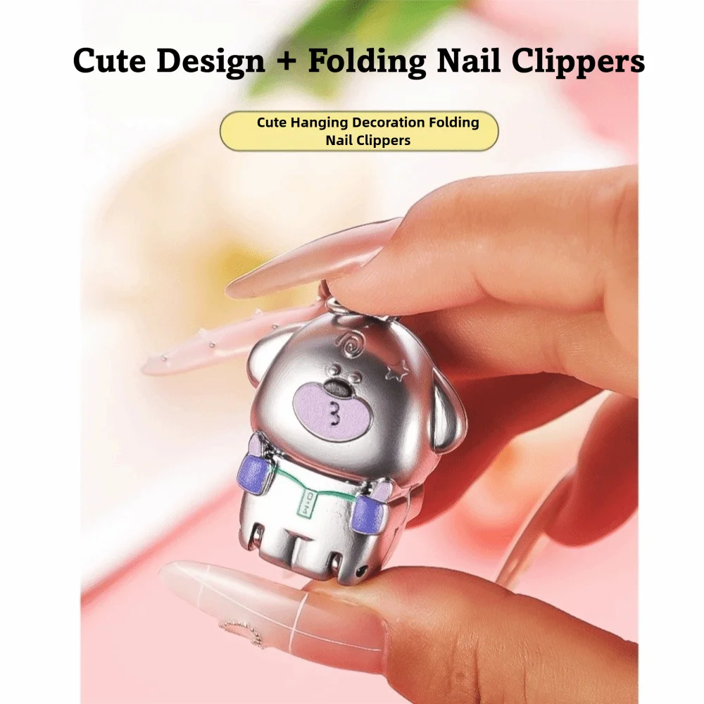 Zan الكلب شكل مسمار المقص المفاتيح الفولاذ المقاوم للصدأ طوي أظافر المتقلب كيرينغ صغير أظافر المقص الأصدقاء