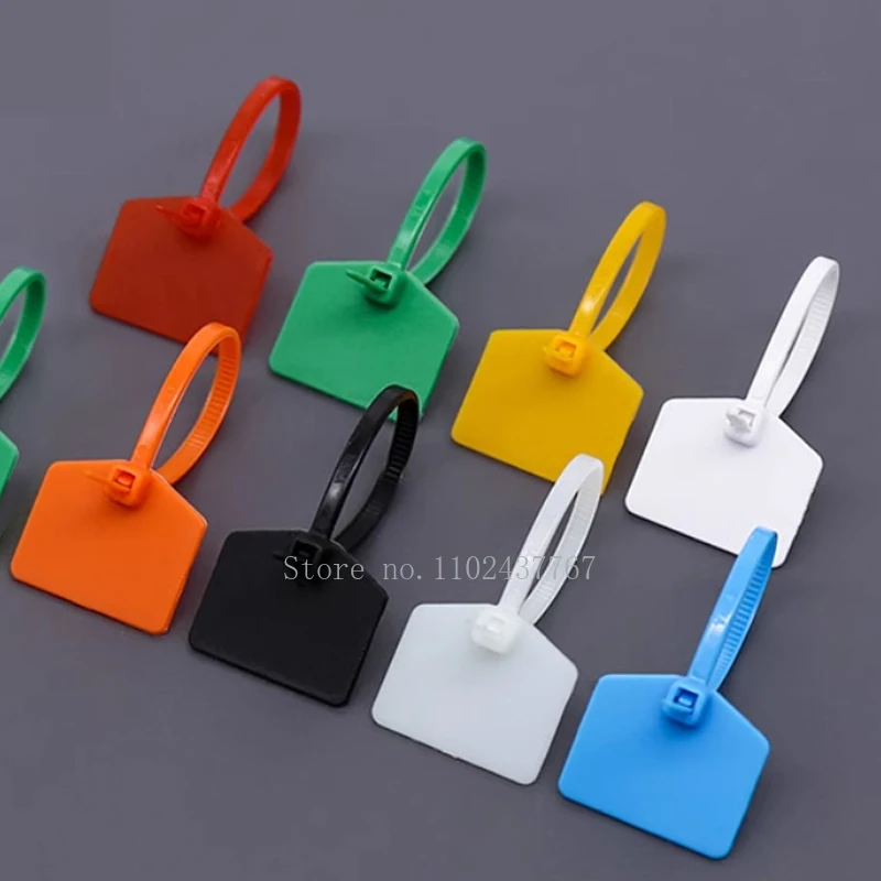 Black/Blue/Green/Red/White/Yellow Cable Labels Tags Nylon Cable Tie Plastic Loop Self-locking Zip Tie Wiring Harness Tape