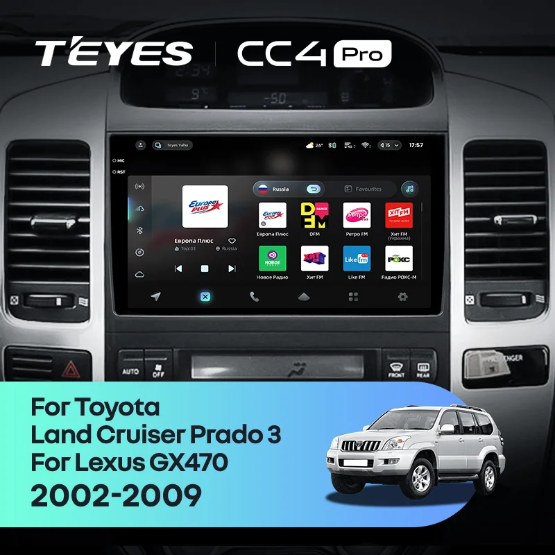 TEYES CC4 PRO For Toyota Land Cruiser Prado 120 3 For Lexus GX470 GX 470 J120 2002 - 2009 CarPlay Auto Radio Stereo