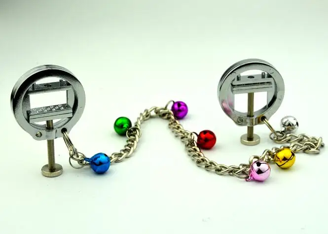 Anello bondage regolabile femminile di clip per spremere capezzoli con morsetti a catena a campana Dispositivo stimolatore del seno Giocattolo del sesso BDSM per adulti