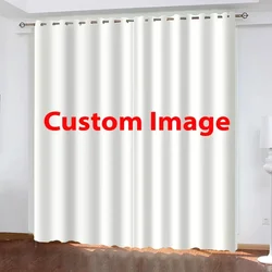 Custom LOGO Photo Brand Thick Blackout Windows Curtain for Living Room Bedroom Divider POD DIY Home Decor with Hooks 1 Panel