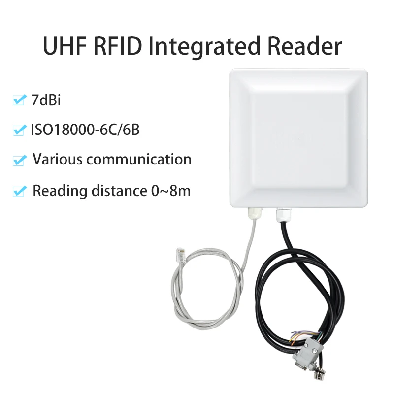 7dBi TCP/IP Integrated UHF RFID Reader Writer ABS Parking and Warehouse Management 8M Long Range Circular Antenna Reader