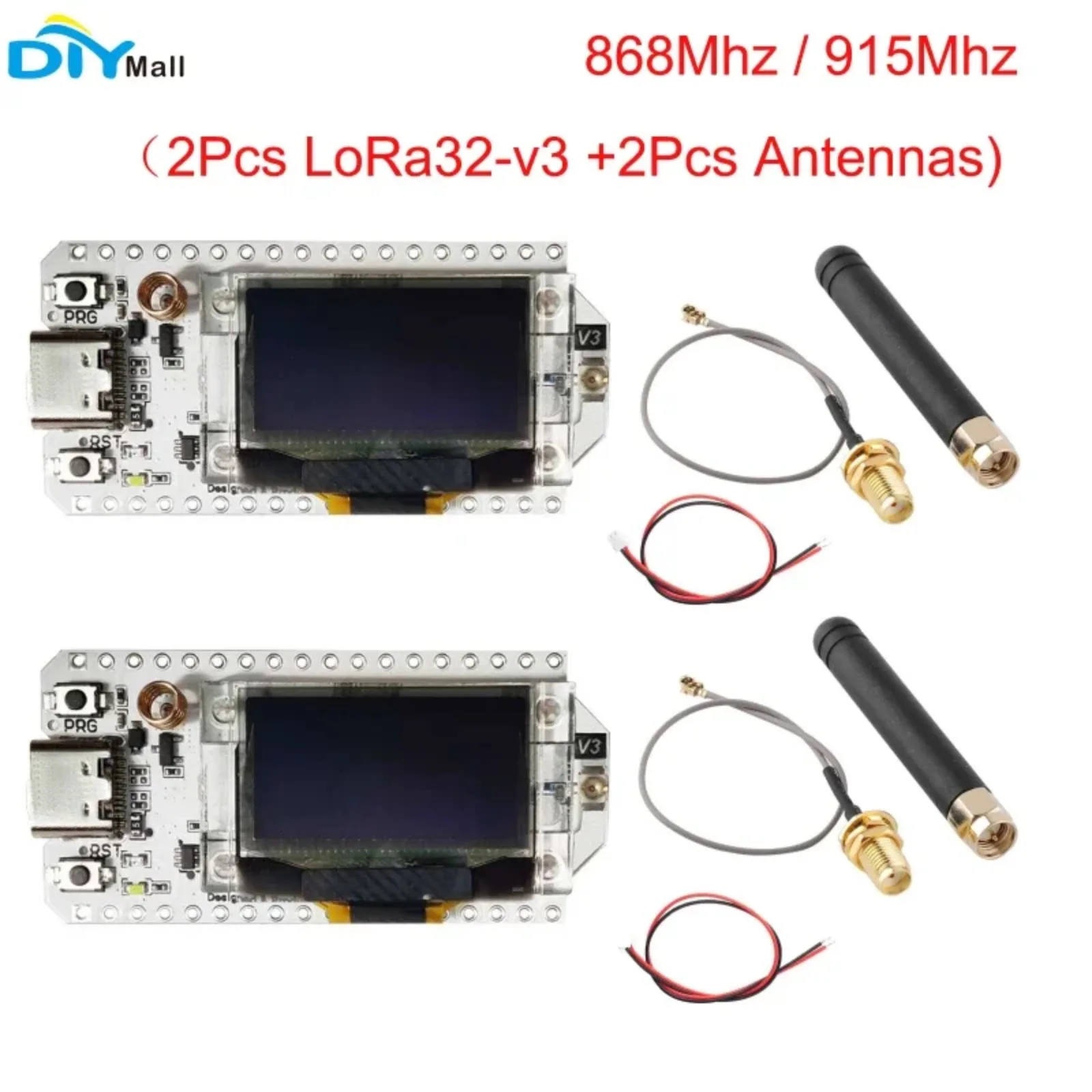 2 Sets WiFi LoRa32 V3 Development Board with 0.96 Inch OLED Display ESP32-S3 SX1262 Module 868/915MHz IoT Kit