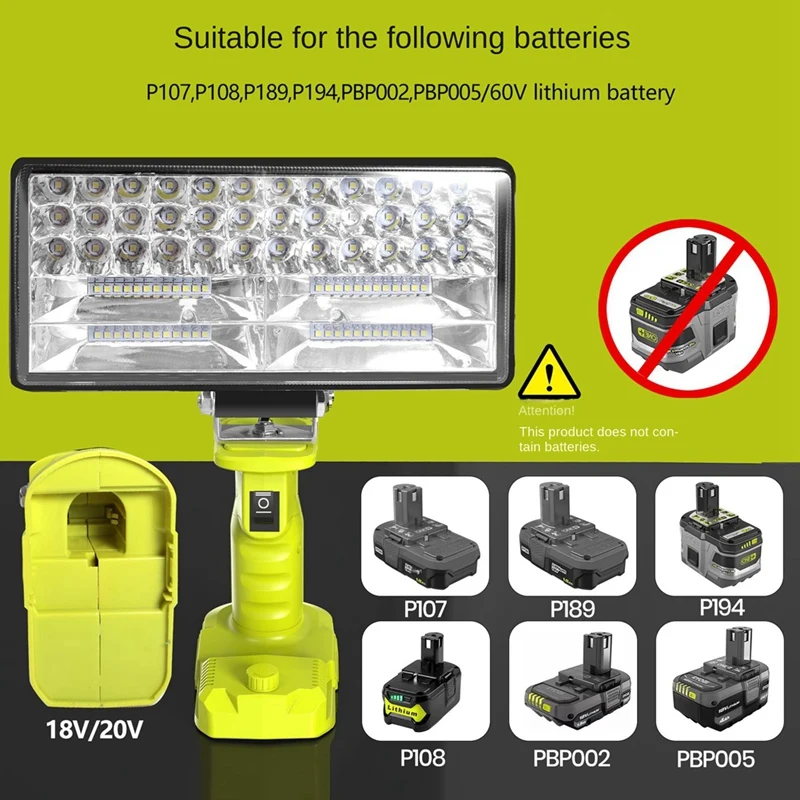 Hot Sale Car LED Alarm Work Light Flashlight Searchlight Torch Spotlight Camping Lamp For 18V Lithium Battery P108 PBP005 P117