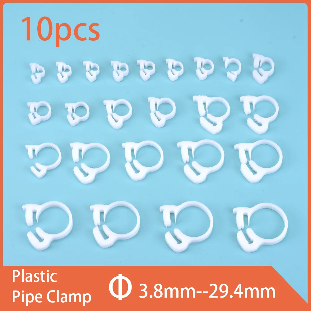 10/5 pièces colliers de serrage blancs 3.8 ~ 29.4mm ligne en plastique tuyau d'eau pince forte