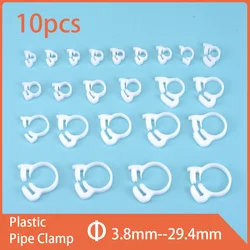 10/5pcs White Hose Clamps 3.8~29.4mm Plastic Line Water Pipe Strong Clip Spring Cramps Fuel Air Tube Fitting Fixed Tool