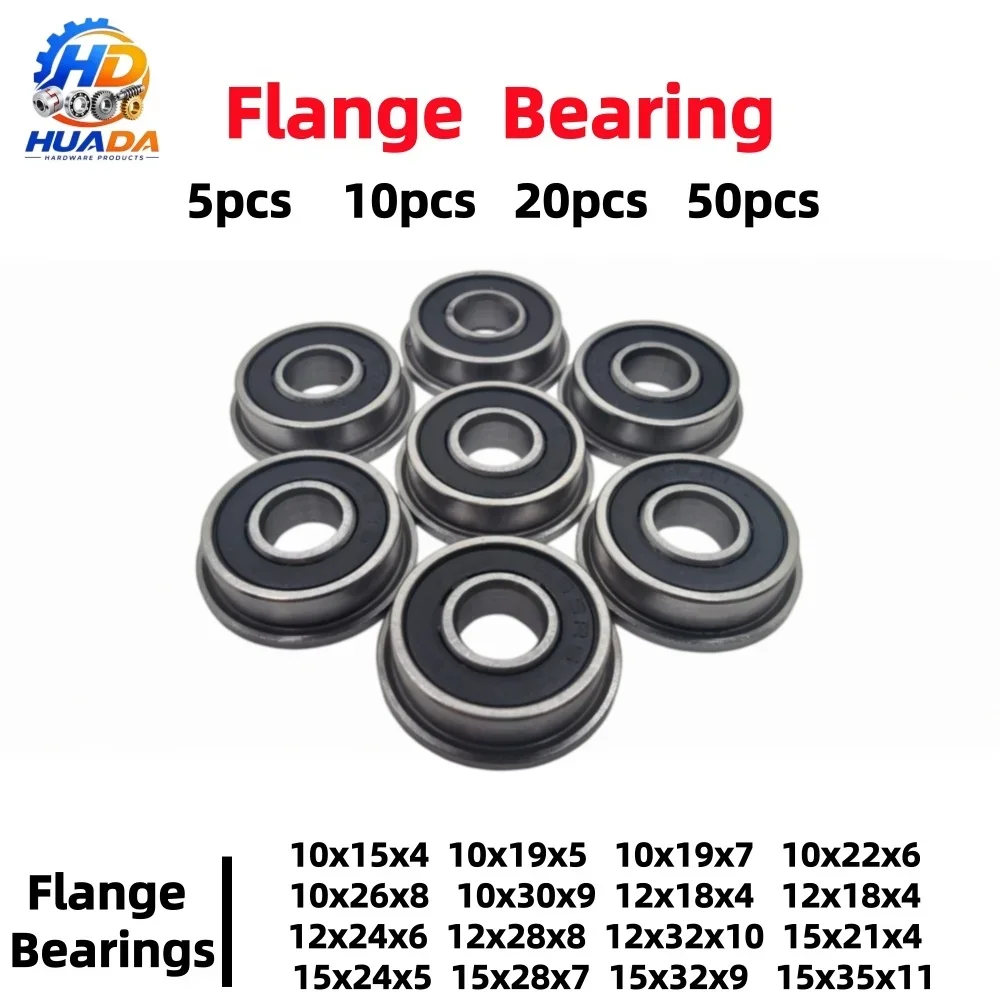 5pcs/10pcs/20pcs miniature flanged ball bearings with inner of 10/12/15, outer diameters of 15/18/19/21/22/24/26/28/30/35mm