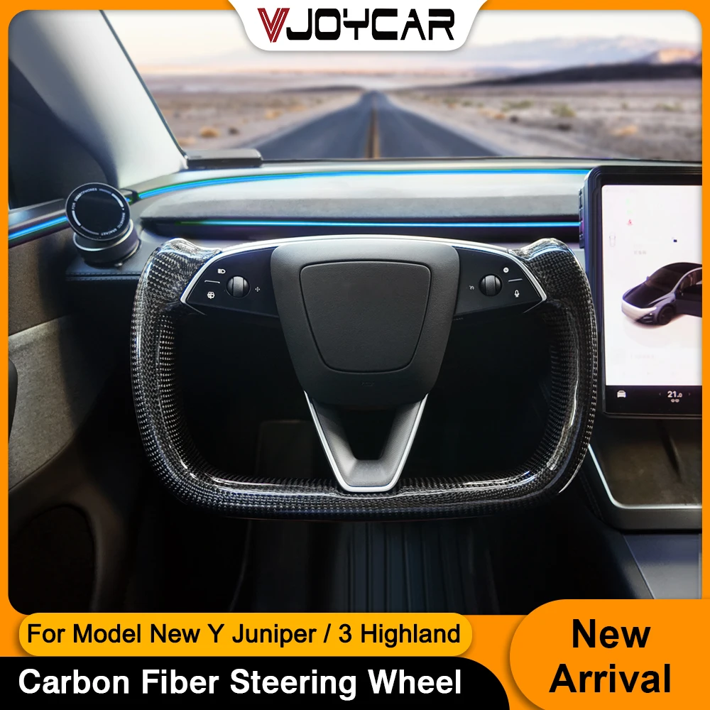 

Новый хомут на руль из углеродного волокна Vjoycar для Tesla Model Y Juniper 3, автомобильные аксессуары Highland с подогревом, гоночная ручка