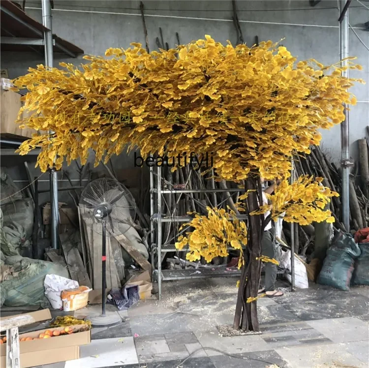 Simulation Ginkgo Yellow Plant Large Real Trunk Indoor Living Room Stage Decorative Tree