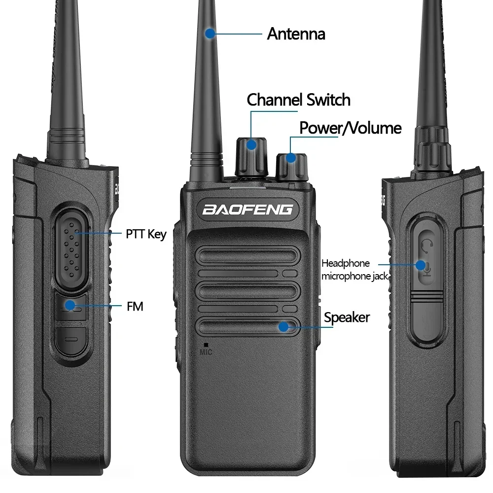 New! 2PCS BF-1905 12W High Power  Two Way Radio Long Range Powerful Radio Professional Walkie Talkie UV-5R UV-82 BF-1904