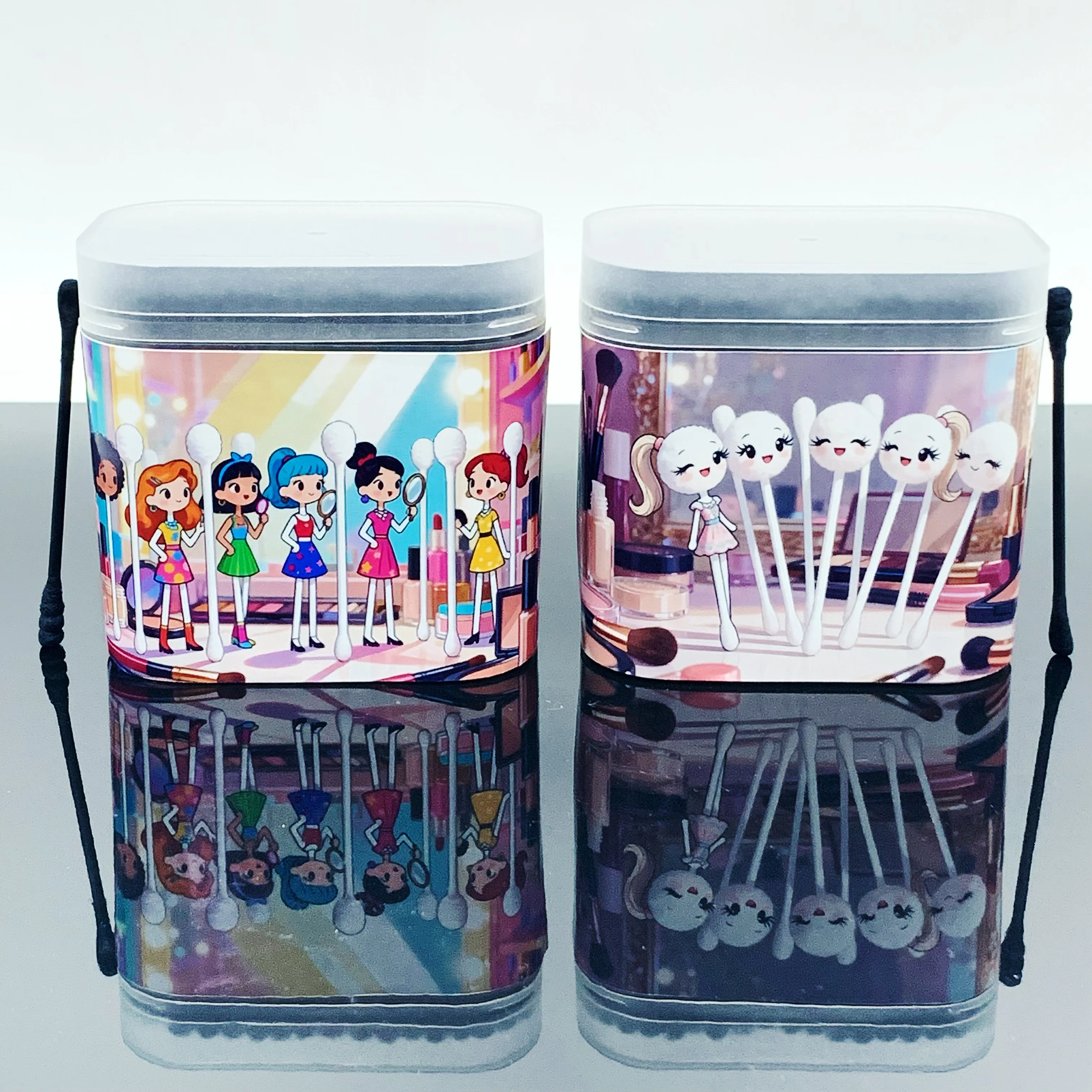 400 قطعة فتاة حالمة موضوع برأسين الأسود الحلزون ملعقة أعواد قطنية الإبداعية المرأة السوداء أعواد قطنية عصا