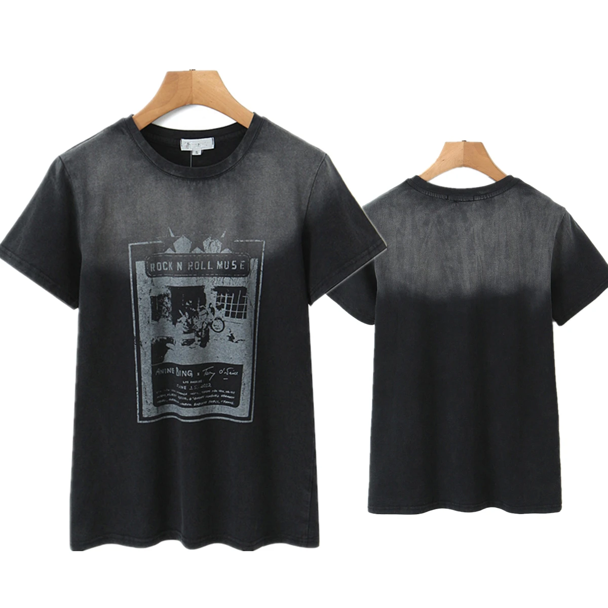 

Maxdutti High Street Punk Washed Vintage T-shirt Women Tops Summer Round Neck Cotton Tshirts