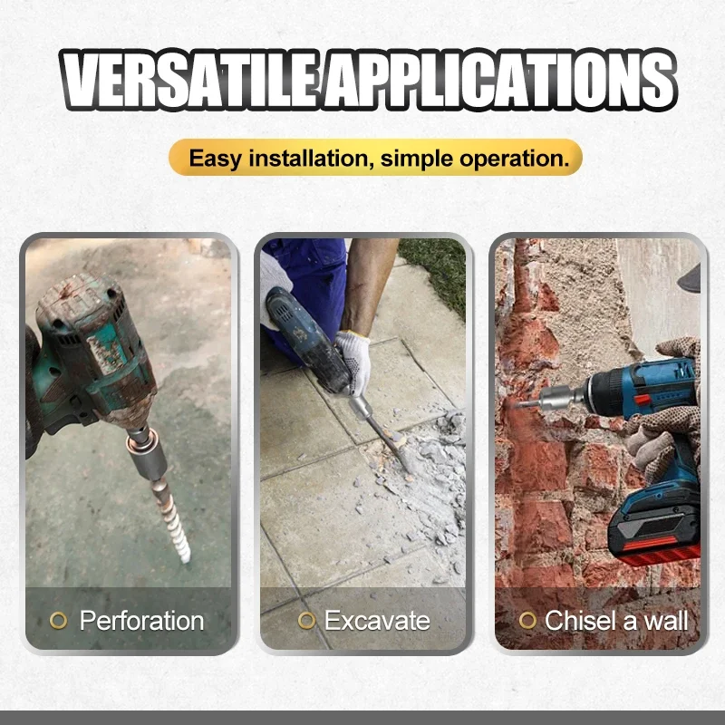 Adapter for Converting Impact Wrench To Electric Hammer Converts To SDS-Plus/Square Interface for Use with Drill/Impact Wrench