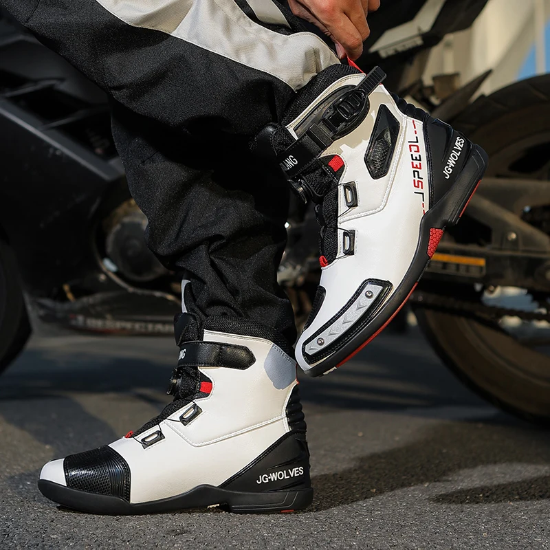 

Motorcycle protective boots unisex four seasons high top anti slip tensile off-road fashion riding shoes casual cycling boots