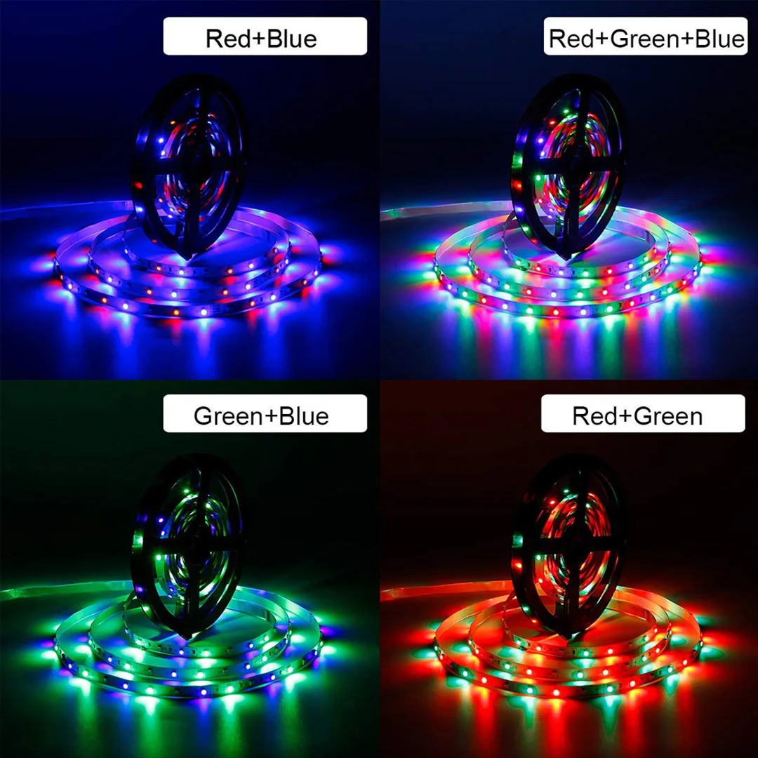 1PC 5V RGB LED Battery Box Light Strip 2835 Beads 24 Keys Remote Control Cut and Bendable Design for Bedroom, Game Room