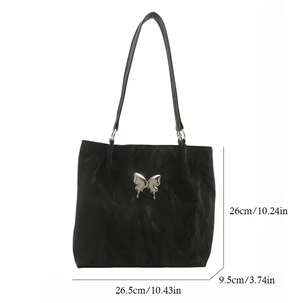 Bolso de hombro de gran capacidad, bolso de mano de cuero PU con cremallera, Color sólido con patrón de mariposa, bolso para axila para oficina y compras