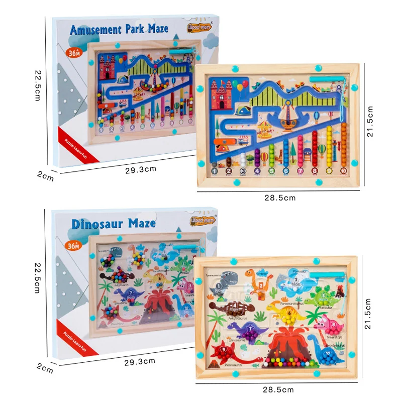 Magnetische kleur en nummer doolhof Montessori onderwijs speelgoed bord pen bewegende kraal spel motorische vaardigheden activiteiten houten speelgoed kinderen geschenken