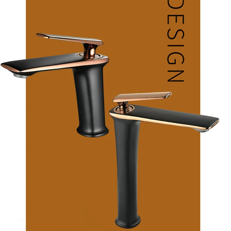 Basin Faucets Black Brass Faucet Hot and Cold Bathroom Sink Faucet Deck Mounted Toilet White/Gold Color Mixer Water Tap