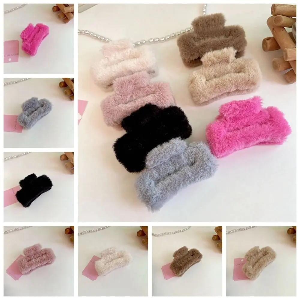 

Fashion Square Plush Hair Claw Ponytail Holder Grab Clip Hair Clip Korean Style Hair Accessories Large Shark Clip Travel