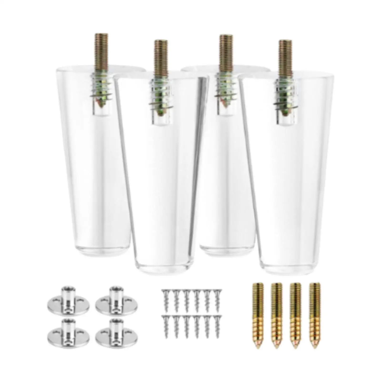 Pernas de móveis acrílicos, 4 unidades, estante de 4 polegadas, substituição, banco, cama, mesa, pernas