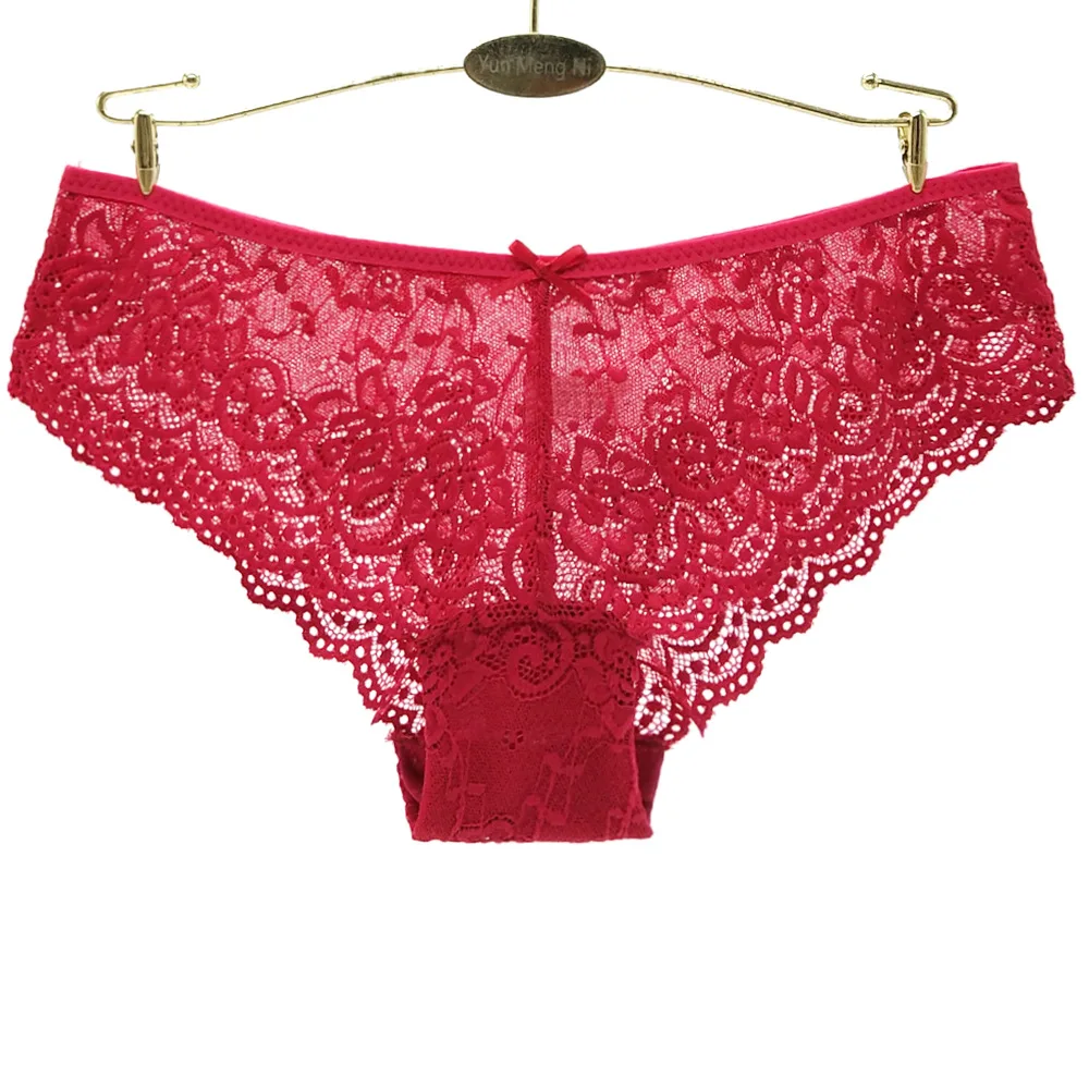 Slip da donna Mutandine sexy in pizzo pieno Scava fuori Pantaloncini femminili a vita bassa Biancheria intima traspirante tinta unita morbida Nave