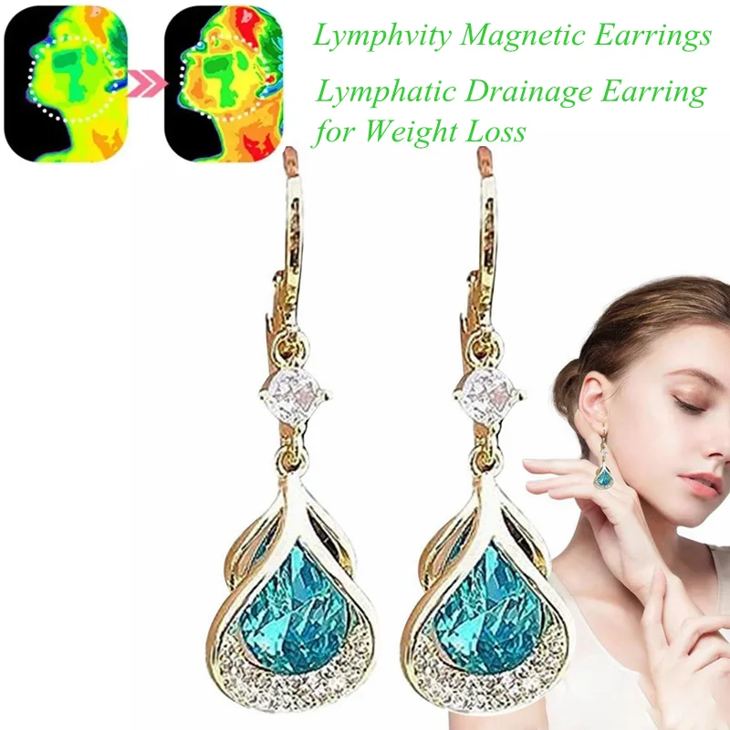 Lymphvity Magnetic Earrings Opal Earring for Women Lymph Teardrop Earrings Slimming Magnetic Dangle Earrings Strengthening Body