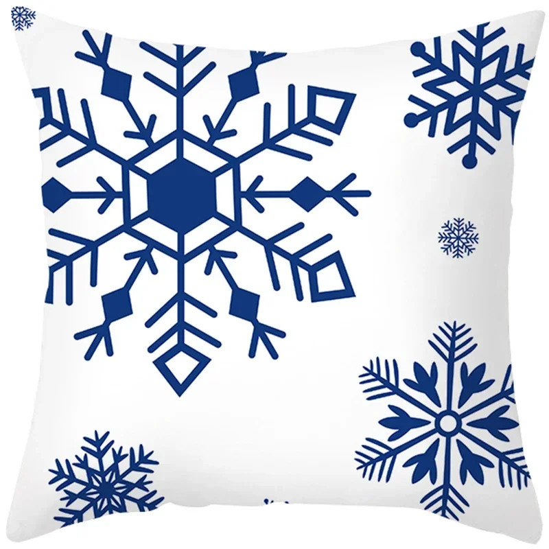 Home Decoration Christmas Blue Printing Poly Poems Pillow Set Nordic Modern New Year Decoration Cushion Set funda de almohada