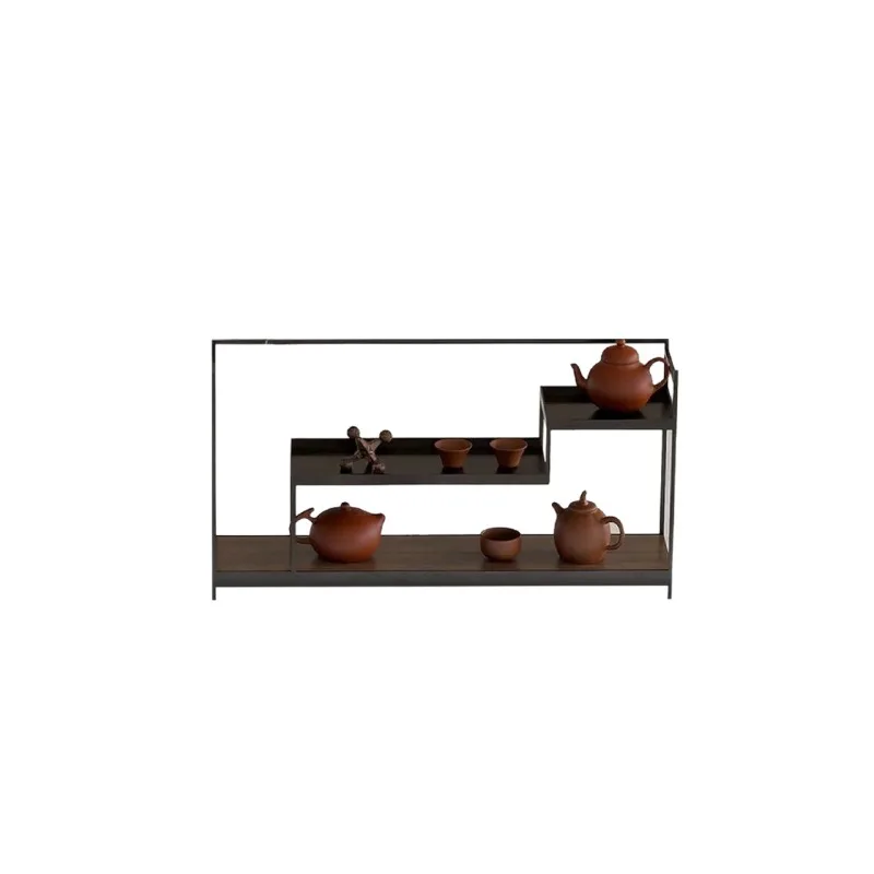 

Wrought iron teapot tea set display stand storage cabinet Bogu frame furniture tea room minimalist modern walnut
