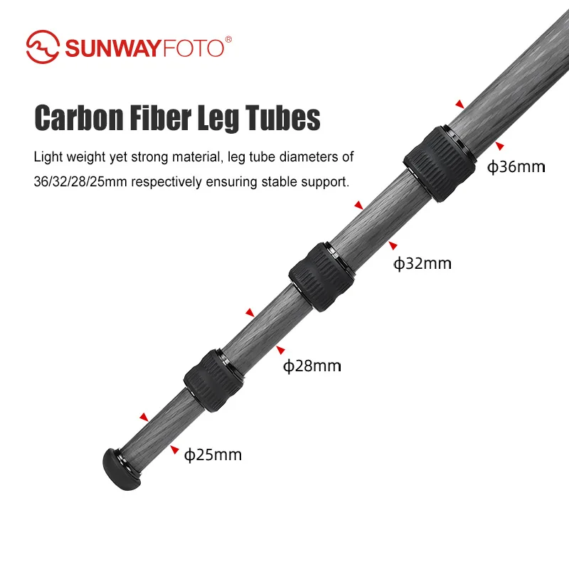 SUNWAYFOTO T3640CS Hunting Tripod for Shooting Rifle Stand Carbon Fiber